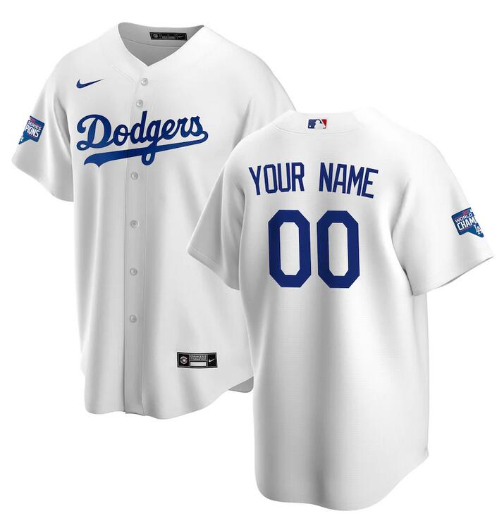Cheap Men Los Angeles Dodgers Nike White 2020 World Series Champions Home Custom Replica MLB Jersey